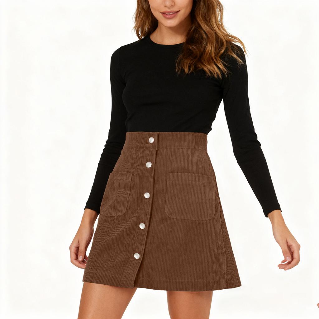 Женская полуюбка вельветовая узкая юбка однобортная вельветовая тонкая