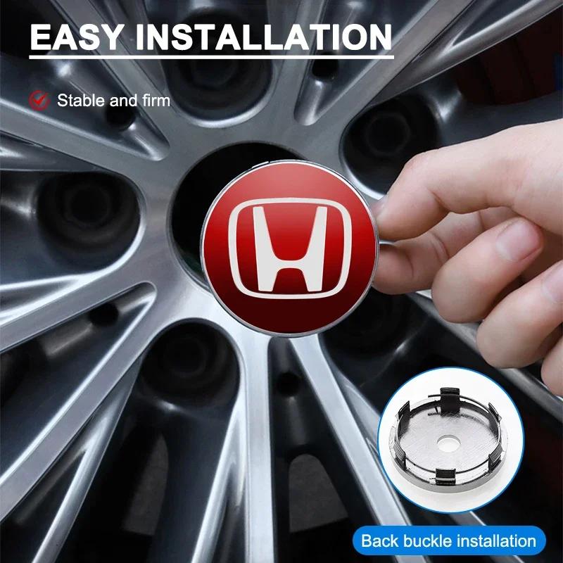 4pcs 60mm Car Wheel Center Hub Center Cap Rim Hub Dustproof Cover Emblemem for Honda Accord CRV po2 HRV City Odyssey Accessories