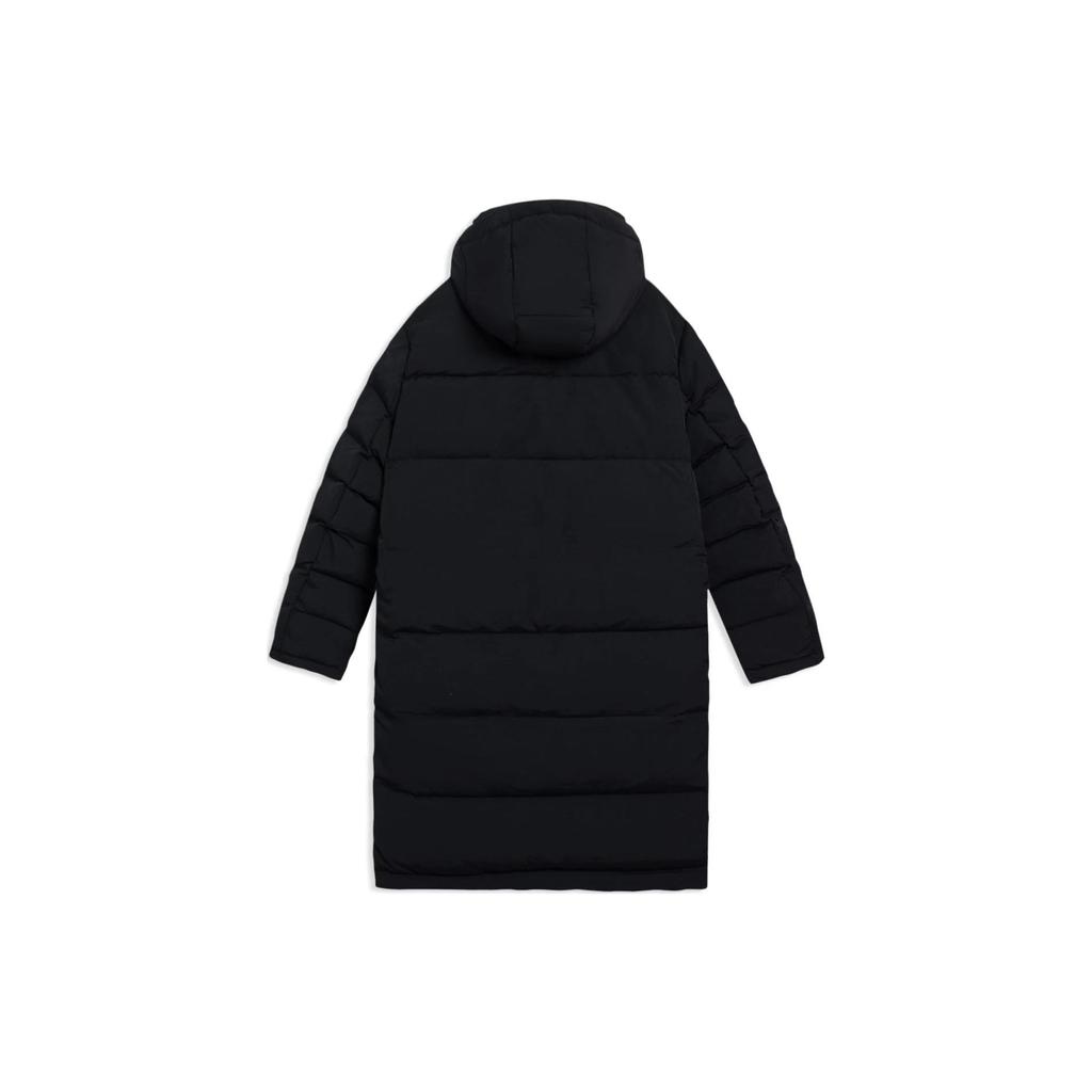 Li-Ning Серия Sports Lifestyle, длинный пуховик на молнии с однотонным принтом и логотипом, мужская верхняя одежда, черный AYMS065-2