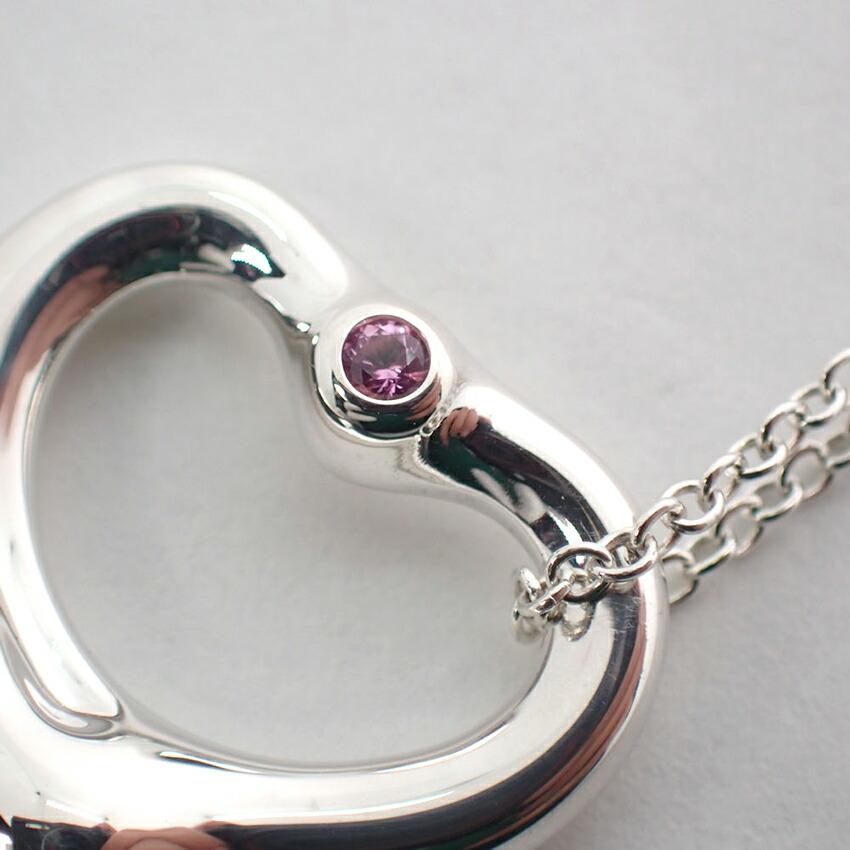 [Б/у] Подвеска/ожерелье в форме открытого сердца с розовым сапфиром TIFFANY 925/g464-60