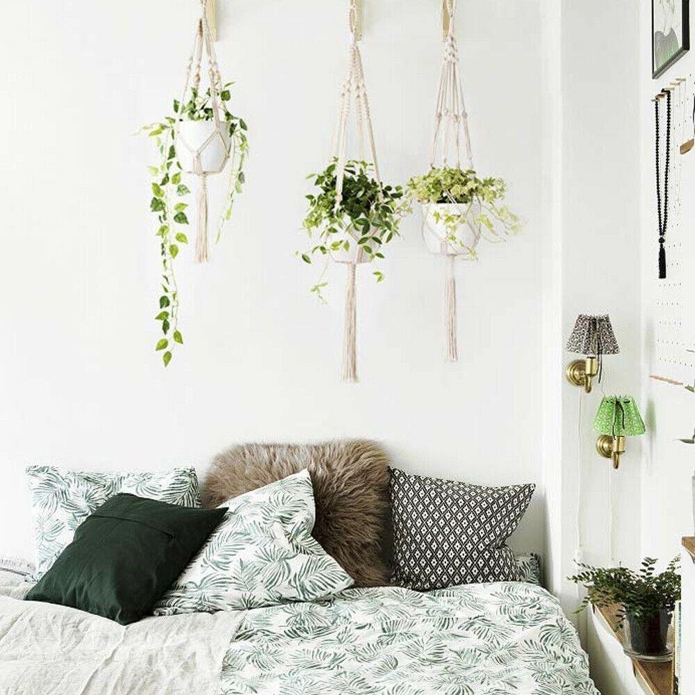 Boho Cotton Rope Hanger Flower Pot Handmade Tassel Hanging Basket Durable Plant Hanger Outdoor
