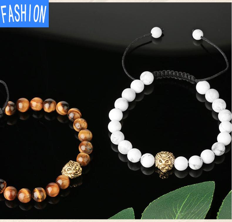 Natural Yellow Tiger Eye Animal Charm Gold Plated Brown Hip Hop Geometric Adjustable Woven Bracelet Adjustable