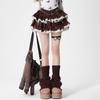 Brown Corduroy Mini Skirt Sweet Cute Women's Cake Skirt Ruffle Edge Stitching Lolita Gothic Y2K American Spicy Girl