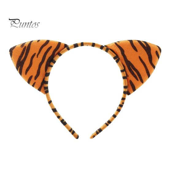 Обруч для волос с леопардовым узором, декор для ушей, повязка на голову для рождественской вечеринки, повязка на голову с изображением животных, тканевый головной убор