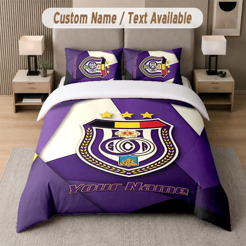 Anderlecht FC Design Bedding Set Custom Text 1 Duvet Cover & 2 Pillow Cases