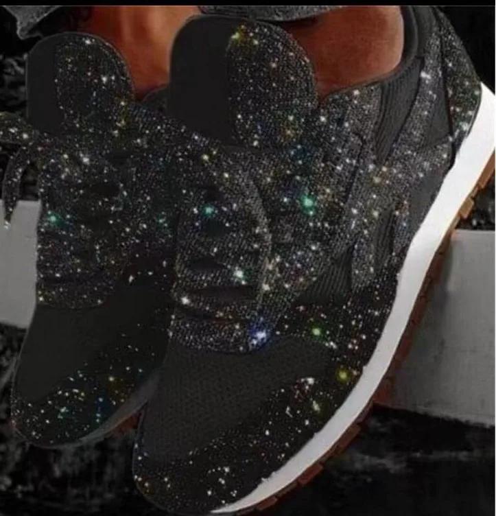 Shiny Glitter Sport Shoes Breathable Bling Casual Sneakers Women Spring Summer Ladies Red Blue Comfort Lace Up Running Shoes