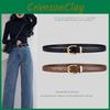Однотонный женский повседневный ремень с золотой пряжкой, для ношения в офисе и на выходных