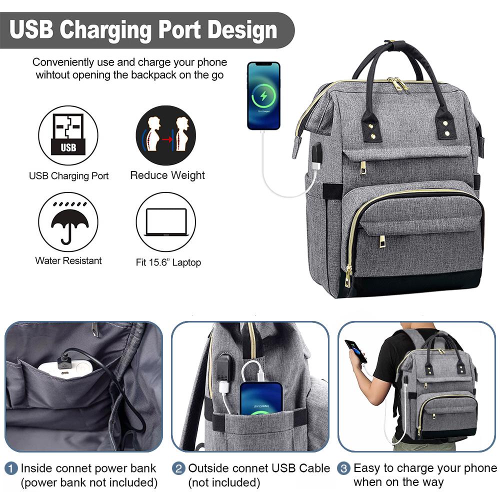 Men Women Fashion Business Computer Backpacks Travel Bags Purse Student Bookbag TeacherWork Backpack with USB Port 15.6-Inch Laptop Bag