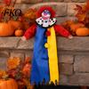 Satin Fabric Ghost Props Halloween Decoration, Scary Hanging Clown Pendant with Cloak, Plush Hair Ornament Jester for Horror Party Props, Haunted