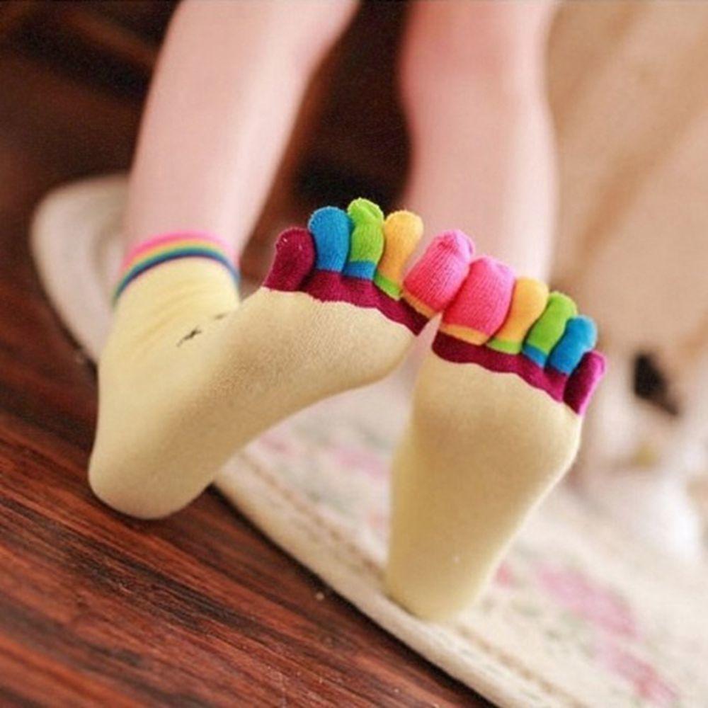 Color Random Cute Sports Trainer Five Finger Toe Socks Cotton Cartoon Smile