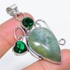 Natural Nephrite, Diopside 925 Sterling Silver Jewelry Pendant 2.36" o5T62