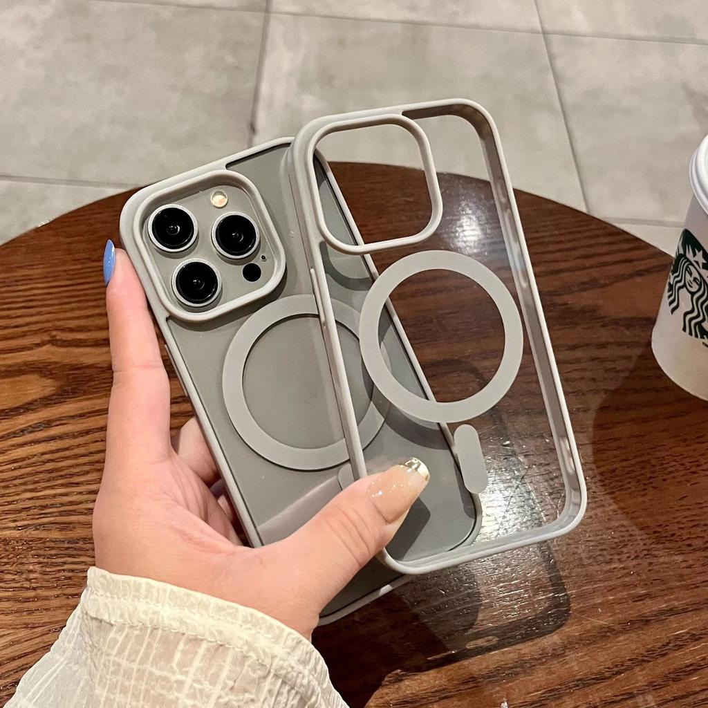 Simple and Transparent, Suitable for Apple 16 Mobile Phone Case Magnetic Suction IPhone14 Titanium 15ProMax Silicone Anti-drop Hard Case