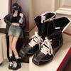 Casual Retro Versatile Inner Heightening Martin Boots British Round Head Lace-up Sports Short Boots