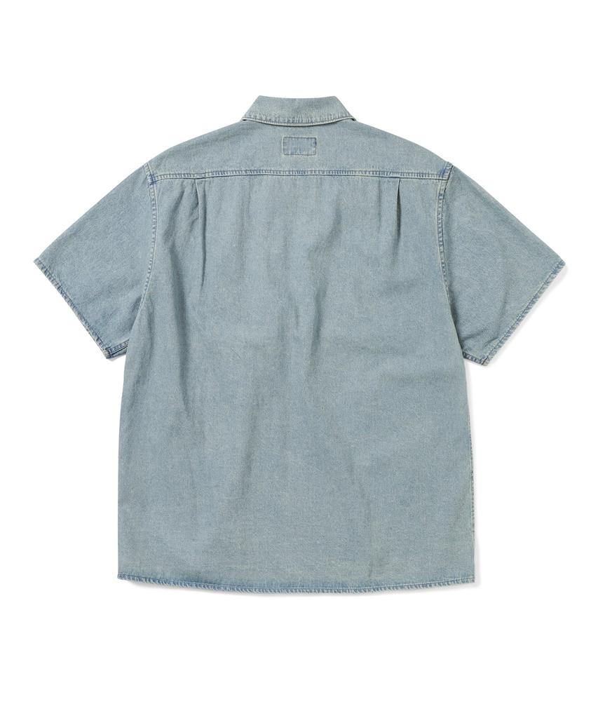 THISISNEVERTHAT Washed Denim Zip S/S Shirt Washed Blue