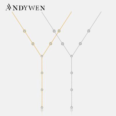 Ожерелье-подвеска из стерлингового серебра 925 пробы с золотым фианитом и цирконием для женщин 2024, роскошные изысканные свадебные украшения