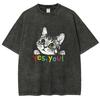 Cute Cat Meme T Shirts Unisex Washed Tees YES, YOU! Men Women Short Sleeve T-shirts Cotton Oversized T-shirt Streetwear