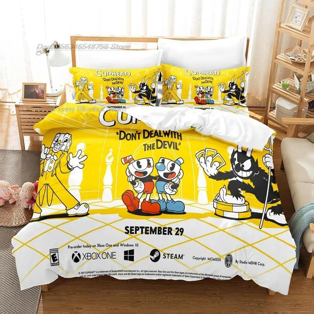 The Cuphead Show Bedding Set Single Twin Full Queen King Size Bed Set Aldult Kid Bedroom Duvetcover Sets 3D Print Anime Game