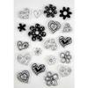 Clear Stamp 1.5 To 3.5 Cm Heart and Flowers 19 Pieces