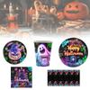 Spooky Halloween Themed Disposable Dinnerware Set For 12 Includes Paper Plates Cups Napkins And Table Cover