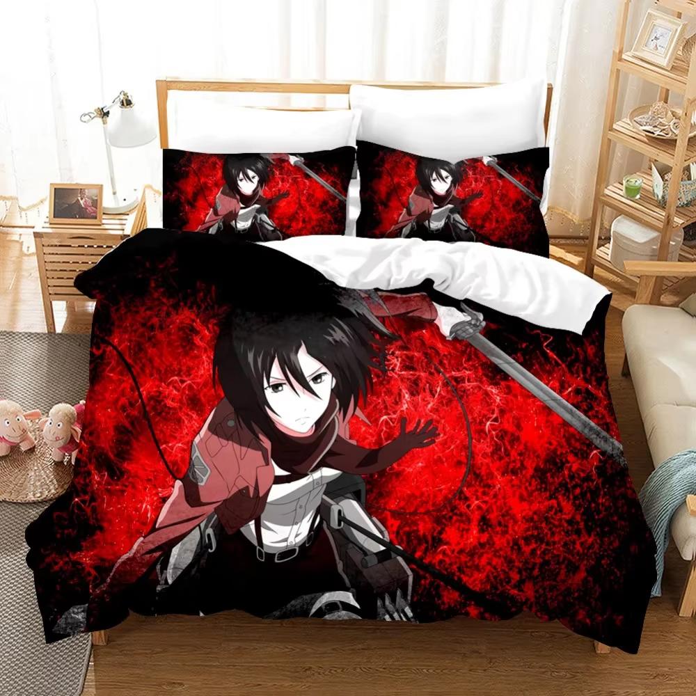 New Anime Attack On Titan Bedding Sets Duvet Cover Set With Pillowcase Twin Full Queen King Bedclothes Bed Linen Home Textiles