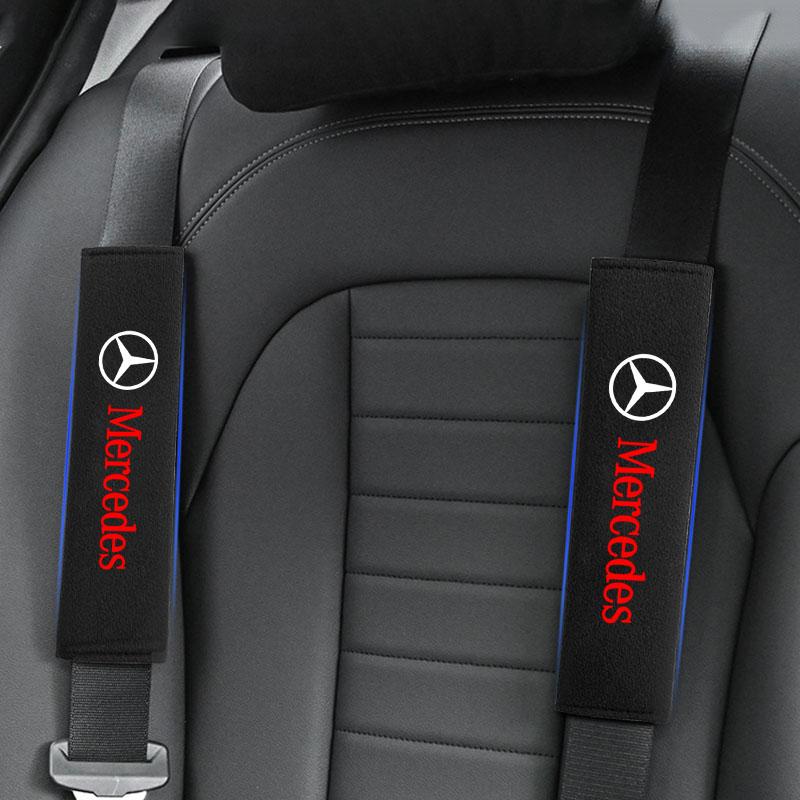 LRQ2 Car Seat Belt Shoulder Pad Protective Cover Car Accessories Stickers For Mercedes Benz GLC GLA CLA GL A B C Class W176 W246 W205