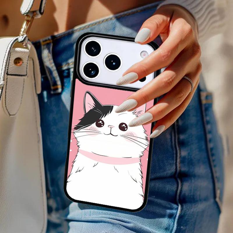 Милый Чехол для Телефона с Кошкой Для iPhone 17 Air 14 15 13 12 Max Чехол Для Apple 14 15 16 16e 11 Pro Max Plus