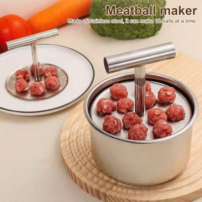 Машина для изготовления фрикаделек из нержавеющей стали, 6/12 шариков, ручная машина для изготовления фрикаделек, кухонный пресс для изготовления фрикаделек, легкоочищаемый инструмент для изготовления фрикаделек