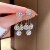 Fashion Silver Color Round Rhinestone Tassel Drop Earrings for Women Sweet Exquisite Long Earring New Jewelry Daily Party Gift