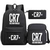 Cristiano Ronaldo Print Teenage School Backpack Set 3pcs Oxford Fabric Unisex Shoulder Bag High Students