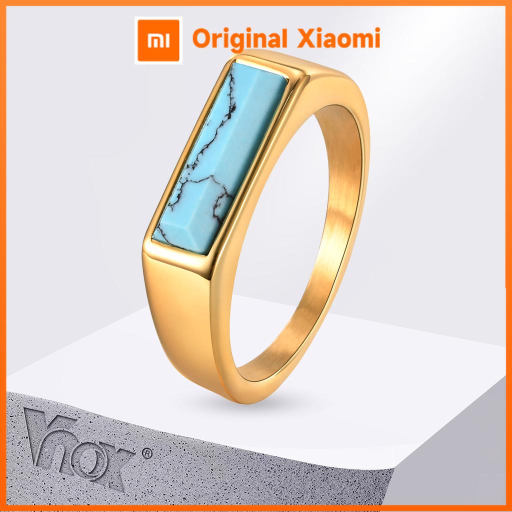 Xiaomi Vnox Мужское и женское кольцо-печатка из натурального камня, Унисекс, Позолоченное кольцо-band из нержавеющей стали, Подарок