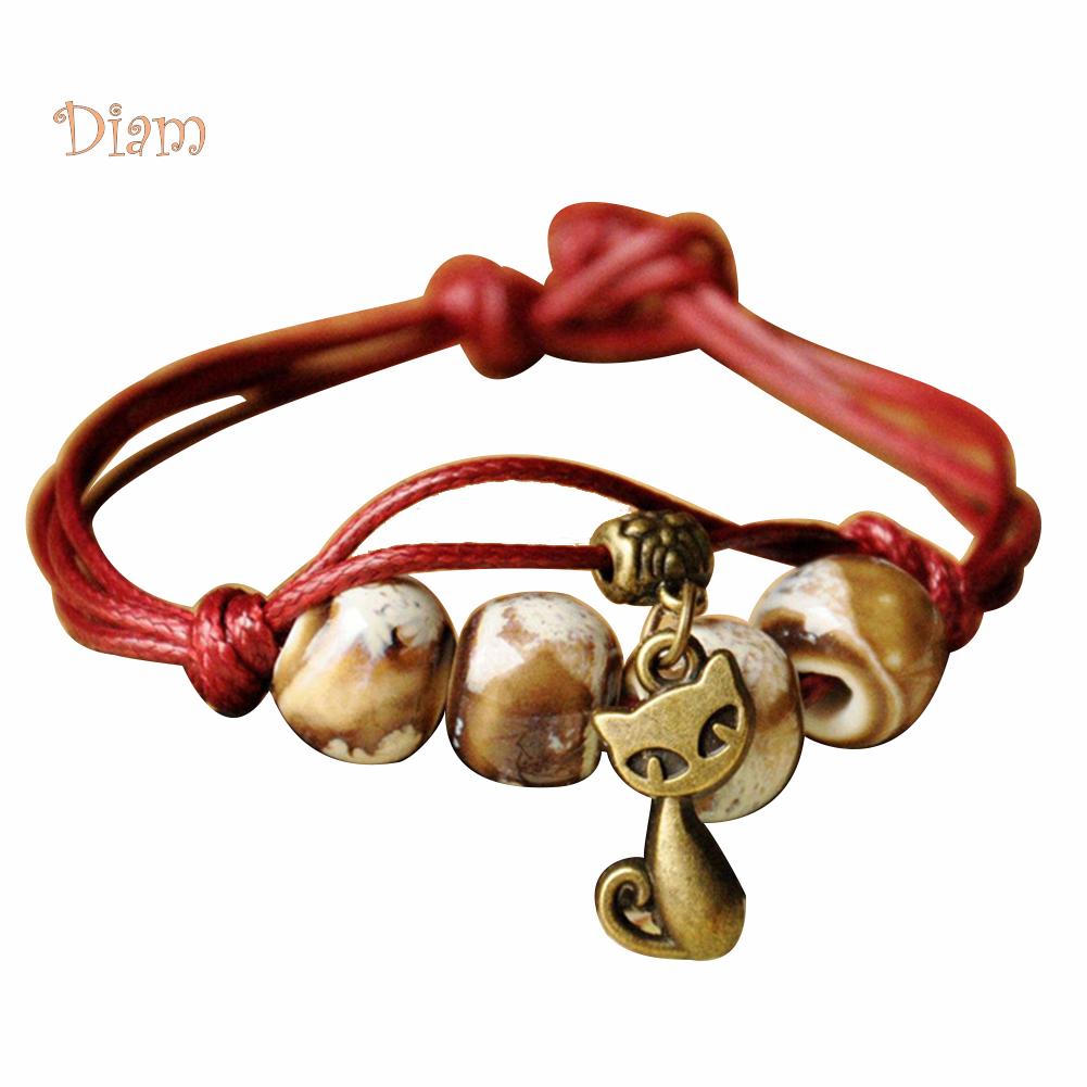 Браслет для женщин с бусинами и подвеской, ручная работа