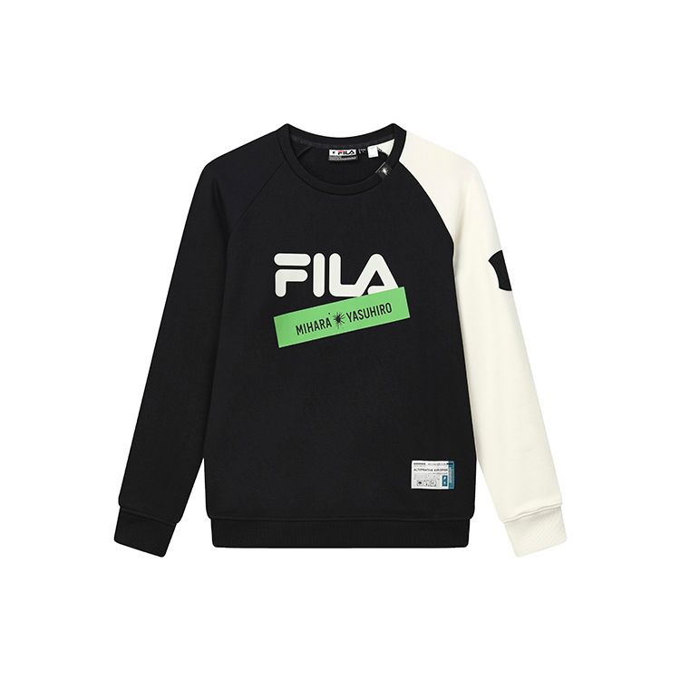 Fila X MIHARA YASUHIRO Свободный Свитшот с Логотипом в Стиле Колорблок Повседневный Пуловер с Длинным Рукавом Мужской свитшот Черный F11M243205F-BK