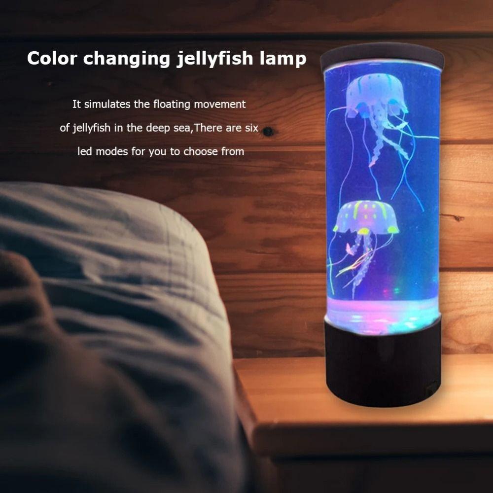 7-Color Changing Fantasy Aquarium Lamps USB Desktop Ornament Jellyfish Lava Lamp  Kids Gifts