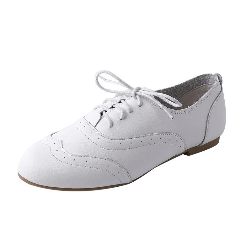 Новые туфли на плоском каблуке из коровьей кожи, маленькие белые туфли, женская повседневная обувь, нескользящая подошва, одинарные туфли