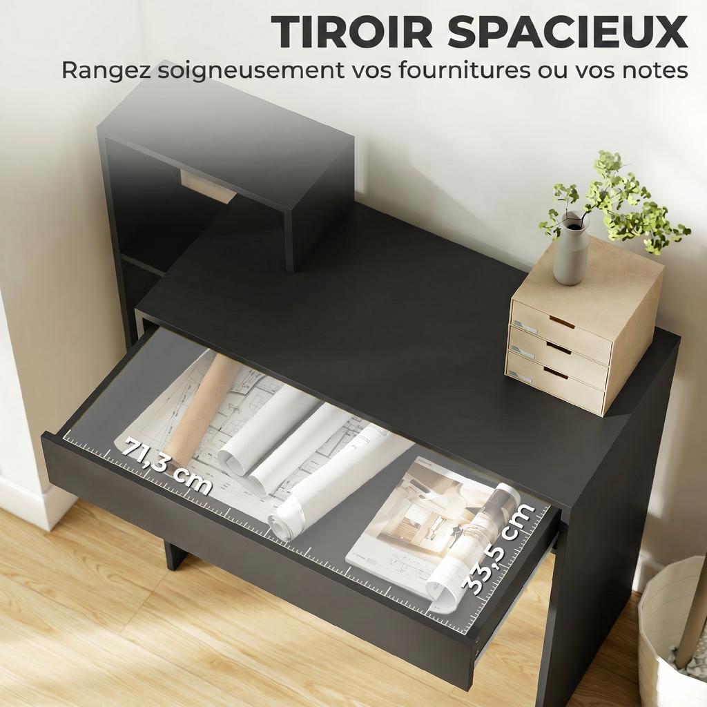 Desk With Storage Computer Desk With 3 Storage Shelves And Drawer 100 X 40 X 90 Cm Black