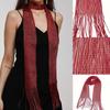 Women Fashion Bright Silk Sunscreen Shawl Gold Silver Shiny Necklace Tassel Evening Dress Scarf