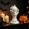 Mysterious Home Accents 3D Printed Skull & Devil Hand Figurine, Realistic Holding Horror Theme Room Statue, Gothic Desktop Ornament for Halloween
