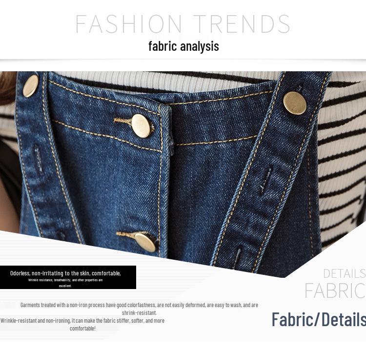 Korean Style A-Line Suspender Denim Dress for Women - Medium and Long Slim Fit