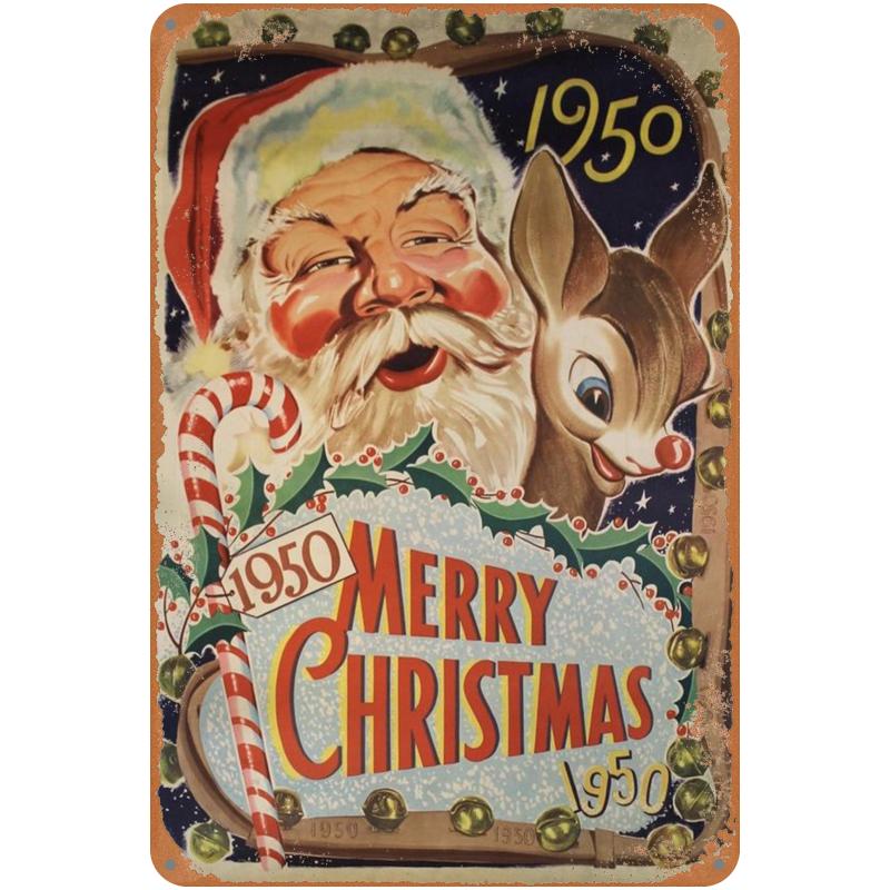 Santa Claus Vintage Metal Sign (11.9inx7.9in/30cm*20cm) Christmas Decoration Festivals Decor, Funny Christmas Party Decoration