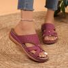 2024 Горячая Распродажа Обувь Женская С Открытым Носком Женские Шлепанцы Летние Римские Полые Однотонные Уличные Повседневные Пляжные На Танкетке Большого Размера Шлепанцы