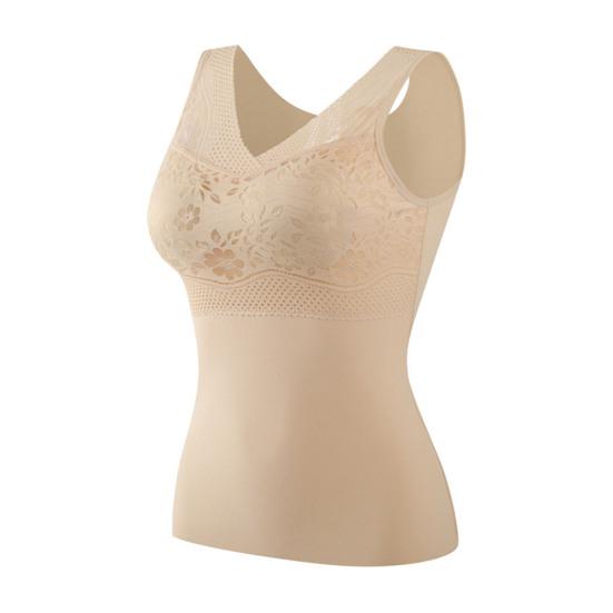 Термомайка для женщин с V-образным вырезом, без рукавов, топ-камисоль с бюстгальтером с подкладкой, зимняя теплая майка, базовая майка с высокой эластичностью