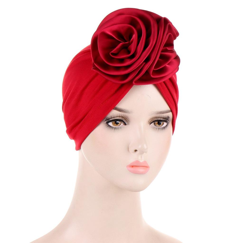 Fashion Women Satin Flower Turban Hat