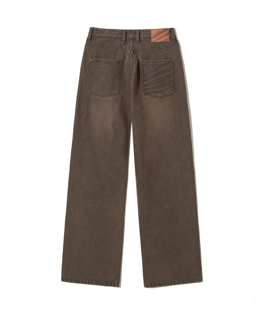 PHYPS MOTORCYCLE Wing Logo Denim Pants Brown