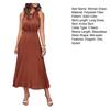 Women's Boho Midi Dress Summer V Neck Tie Strap Sleeveless Pleated Swing Dress Casual Flowy A-Line Beach Sundress