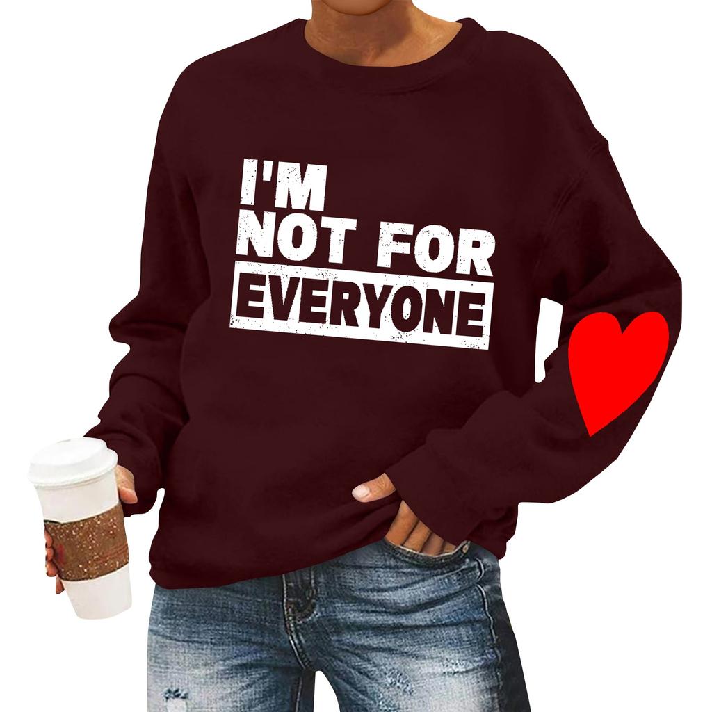 Женская повседневная мода ко Дню святого Валентина с принтом, длинным рукавом, круглым вырезом, толстовки, пуловеры, топы