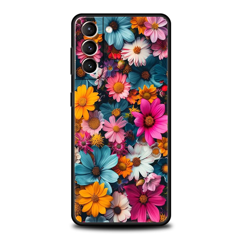 Красочный чехол с цветами для Samsung Galaxy S24 S23 S22 S20 S21 FE Ultra S10 S10E S9 S8 Plus 5G Силиконовый чехол Capas Funda Сумка