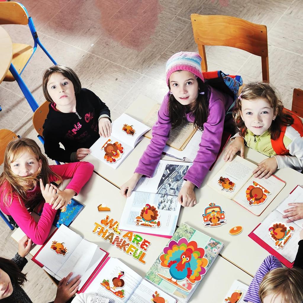 Fancy Land Thanksgiving Bulletin Board Decorations for Classroom Turkey Fall Pumpkin Cutouts Set for Autumn Harvest School Chalkboard Wall Door Decor