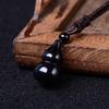 Rainbow Eye Obsidian Gourd Pendant Necklace - Unisex Three-Dimensional Design