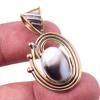 Natural Botswana Agate Gemstone 925 Solid Silver Two Tone Pendant 1.50'' M6W90