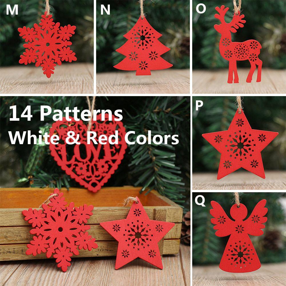 Drop Pendant Wood Crafts Christmas Tree Decoration Wooden Ornaments Xmas Hanging Santa/Elk/Angel